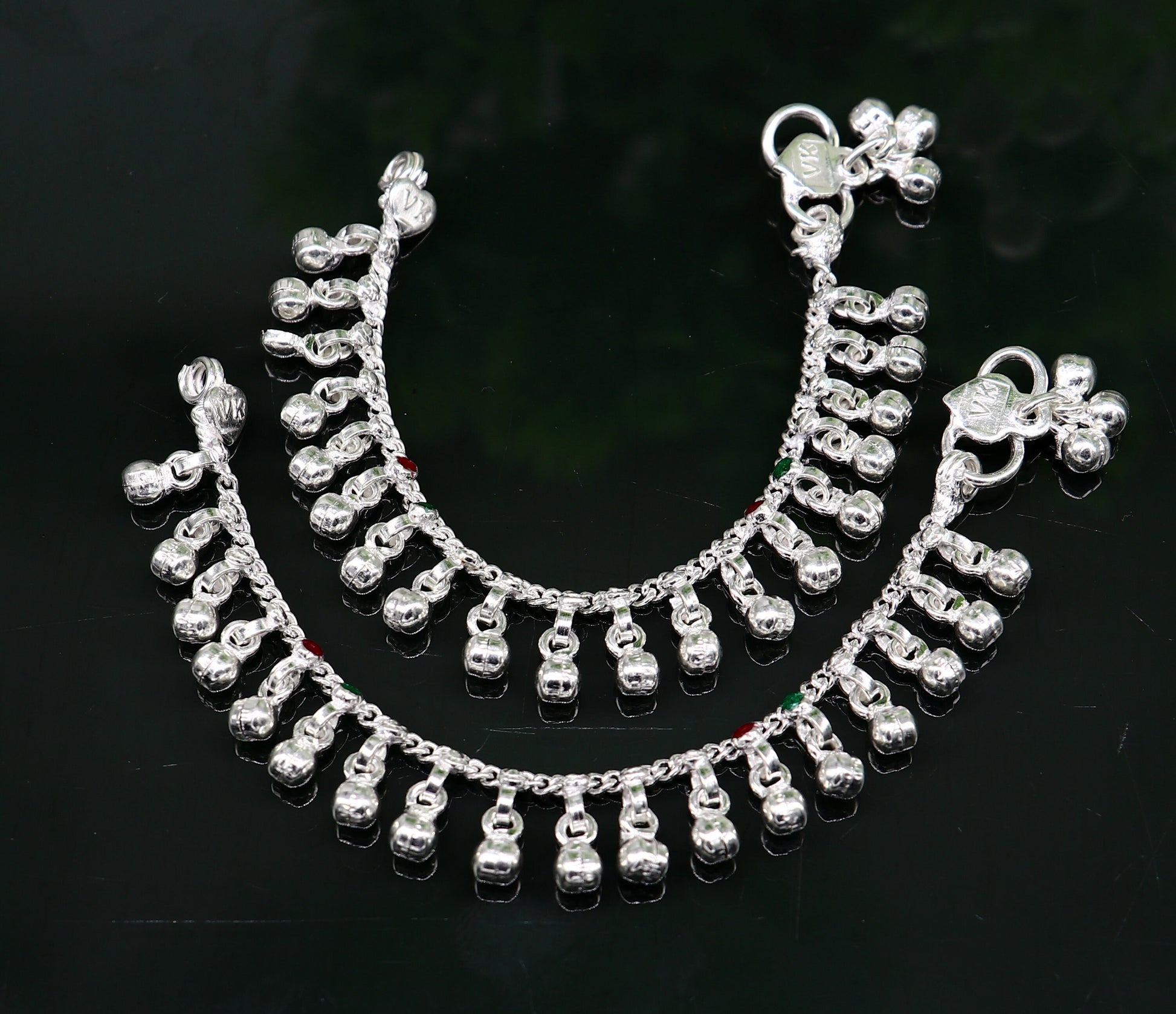 5" solid Sterling silver handmade Stunning waved jingling bells noisy bells baby ankle bracelet , best kids gifting anklets jewelry ank429 - TRIBAL ORNAMENTS