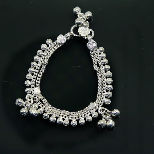 5" Sterling silver handmade gorgeous new born baby ankle bracelet, excellent kids anklets charm foot bracelet customized jewelry ank205 - TRIBAL ORNAMENTS