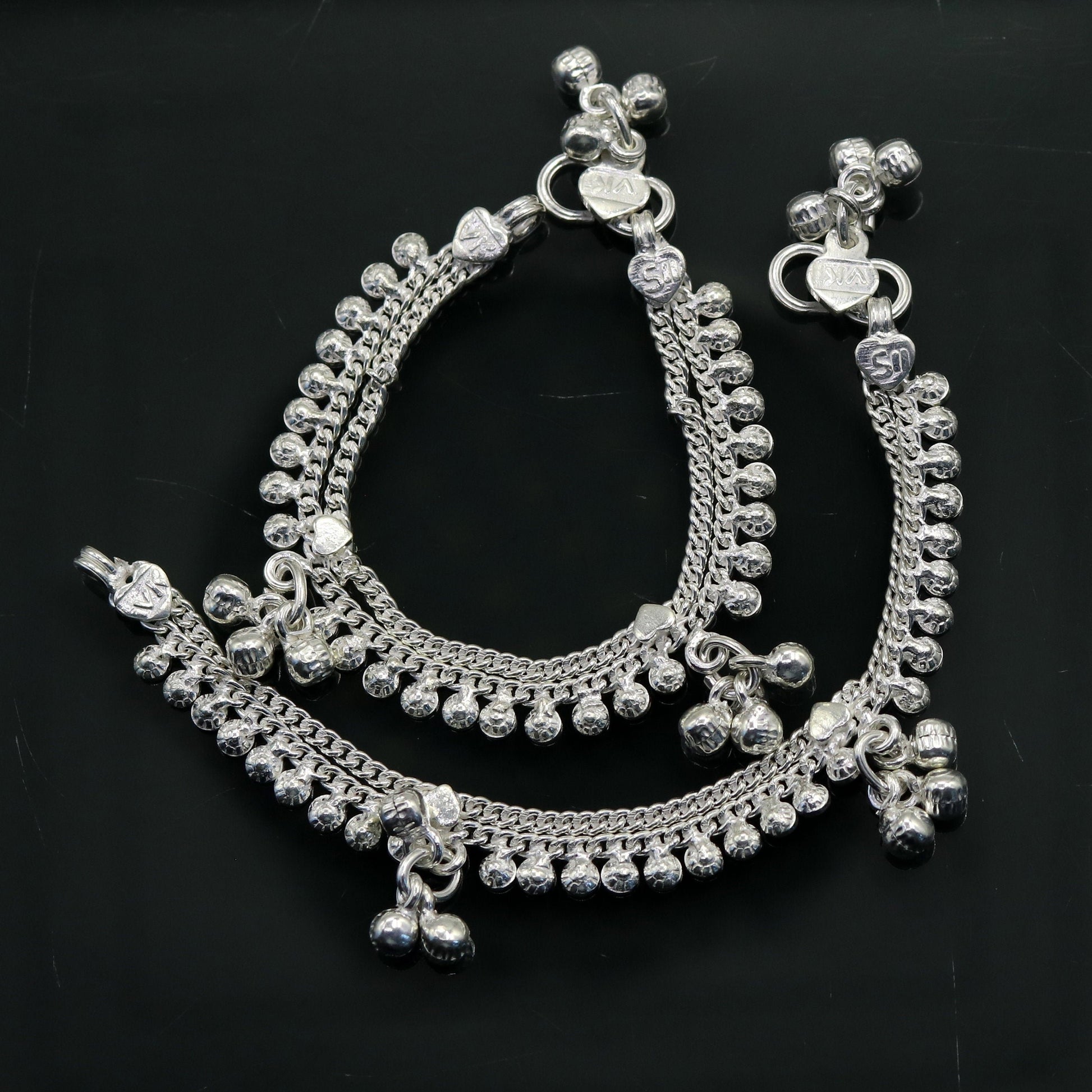 5" Sterling silver handmade gorgeous new born baby ankle bracelet, excellent kids anklets charm foot bracelet customized jewelry ank205 - TRIBAL ORNAMENTS