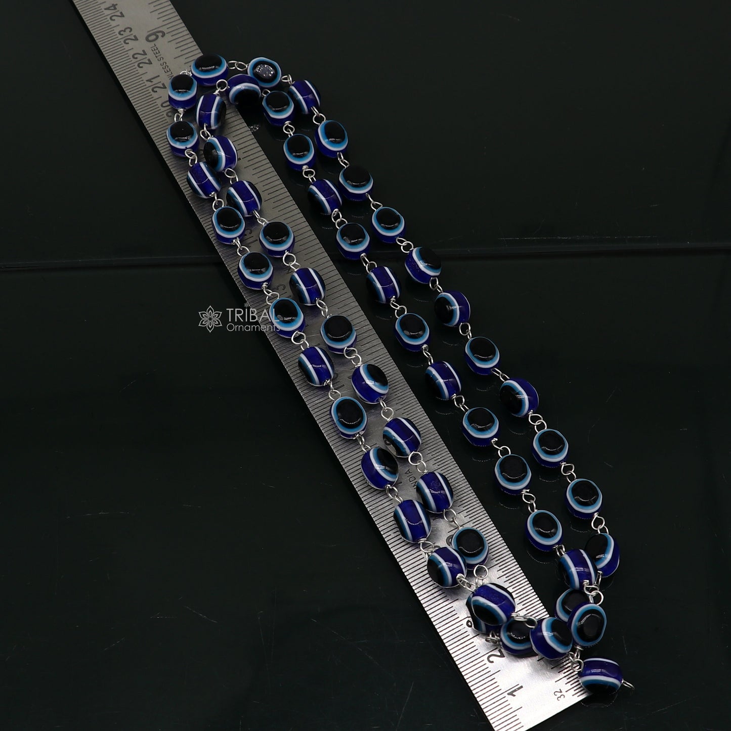 54 beads Jaap/ japa mala evil eyes beads handmade necklace chain 925 silver chain necklace meditation necklace ch560 - TRIBAL ORNAMENTS