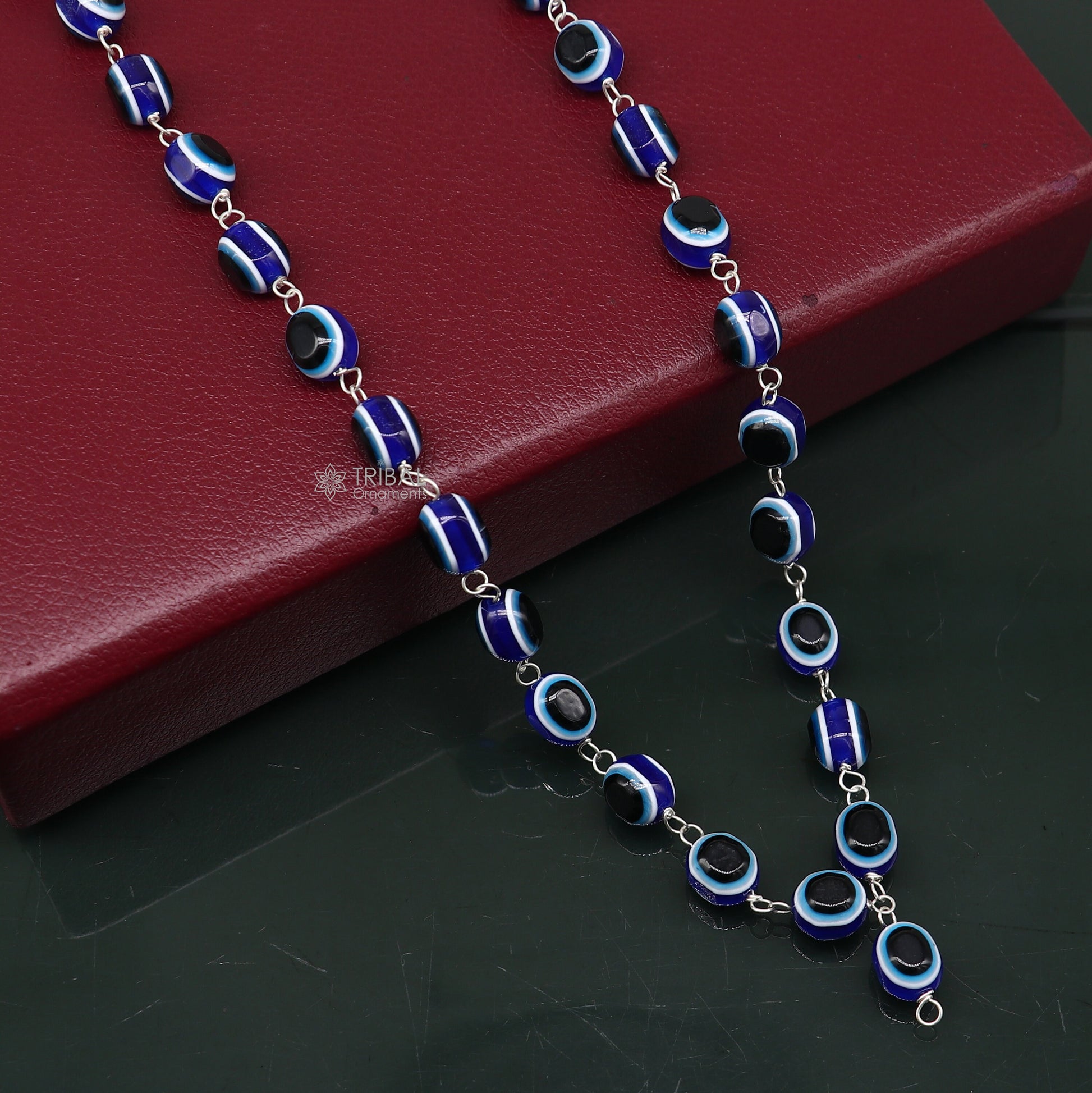 54 beads Jaap/ japa mala evil eyes beads handmade necklace chain 925 silver chain necklace meditation necklace ch560 - TRIBAL ORNAMENTS