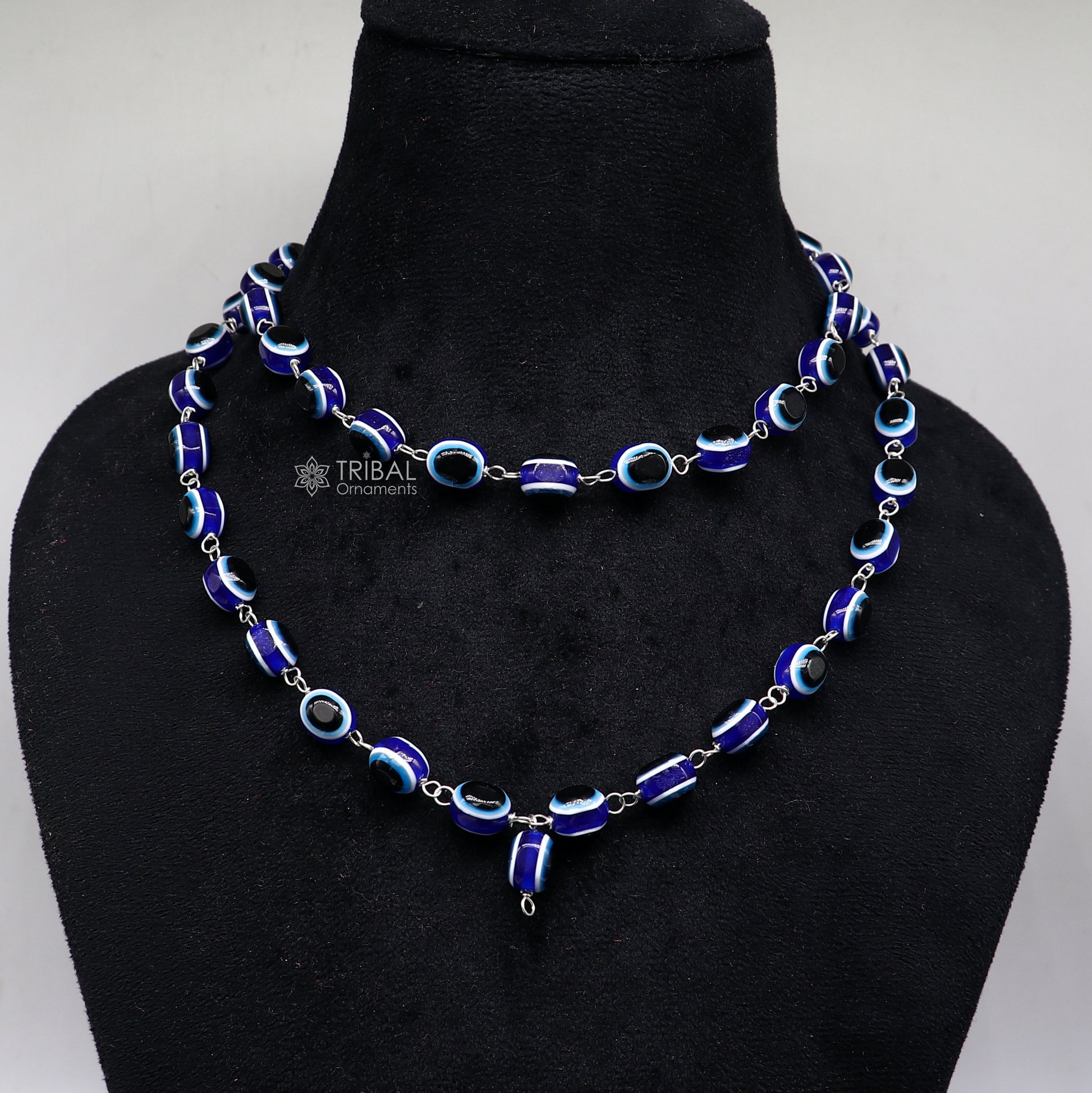 54 beads Jaap/ japa mala evil eyes beads handmade necklace chain 925 silver chain necklace meditation necklace ch560 - TRIBAL ORNAMENTS