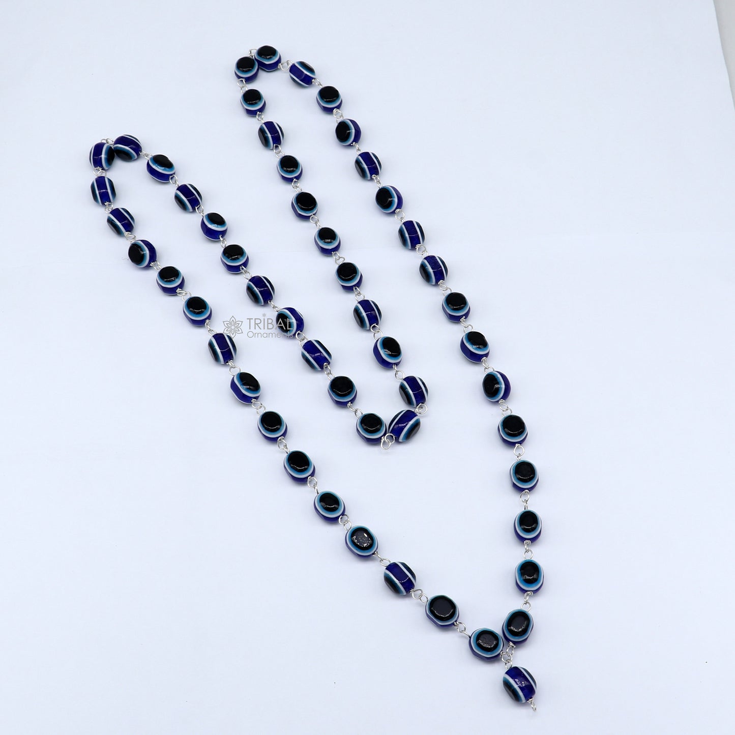 54 beads Jaap/ japa mala evil eyes beads handmade necklace chain 925 silver chain necklace meditation necklace ch560 - TRIBAL ORNAMENTS