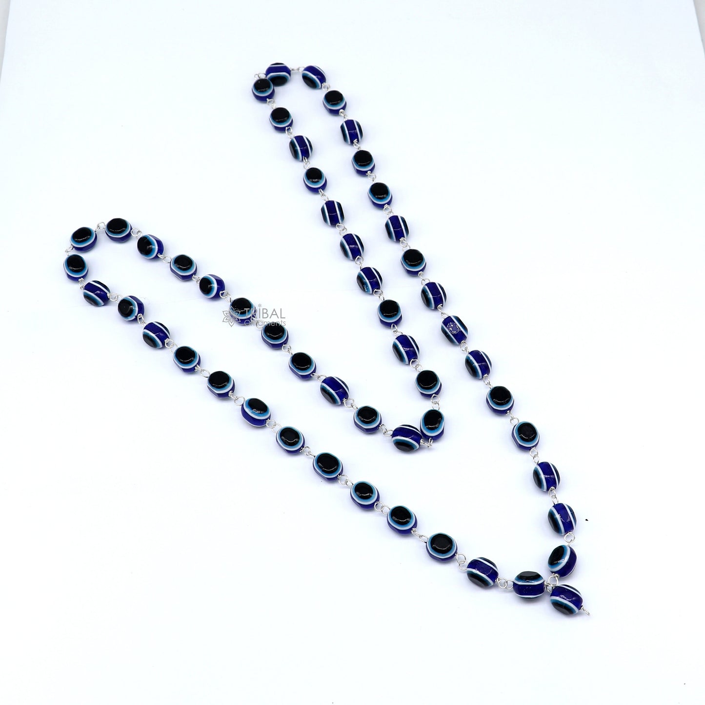 54 beads Jaap/ japa mala evil eyes beads handmade necklace chain 925 silver chain necklace meditation necklace ch560 - TRIBAL ORNAMENTS