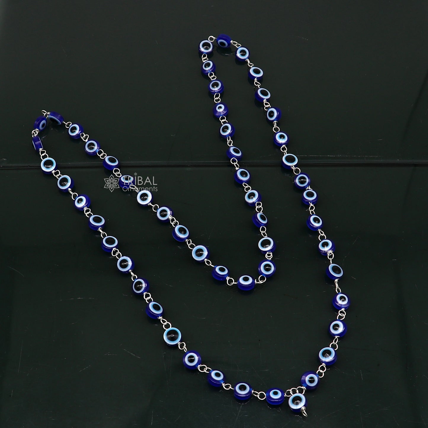 54 beads Jaap/ japa mala evil eyes beads handmade necklace chain 925 silver chain necklace meditation necklace ch561 - TRIBAL ORNAMENTS