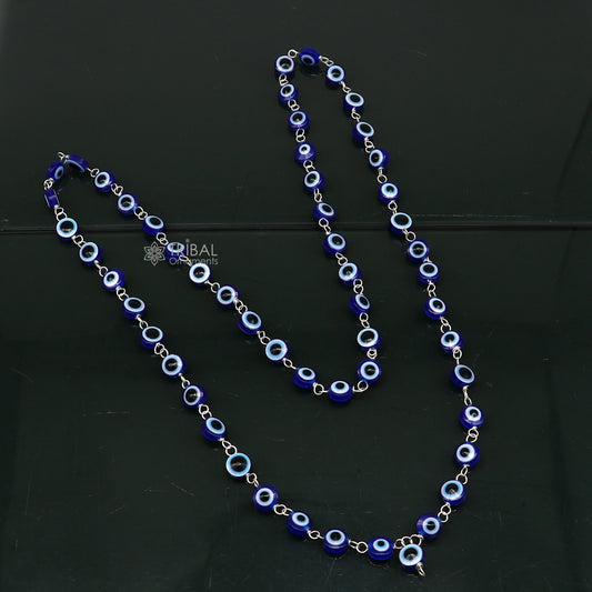 54 beads Jaap/ japa mala evil eyes beads handmade necklace chain 925 silver chain necklace meditation necklace ch561 - TRIBAL ORNAMENTS