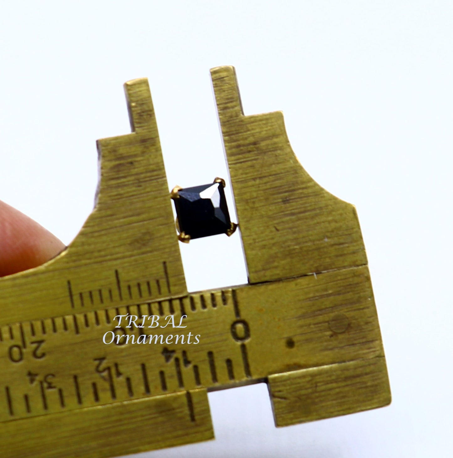 5mm 18kt yellow gold handmade single black stone back screw stud earring cartilage customized unisex jewelry er140 - TRIBAL ORNAMENTS