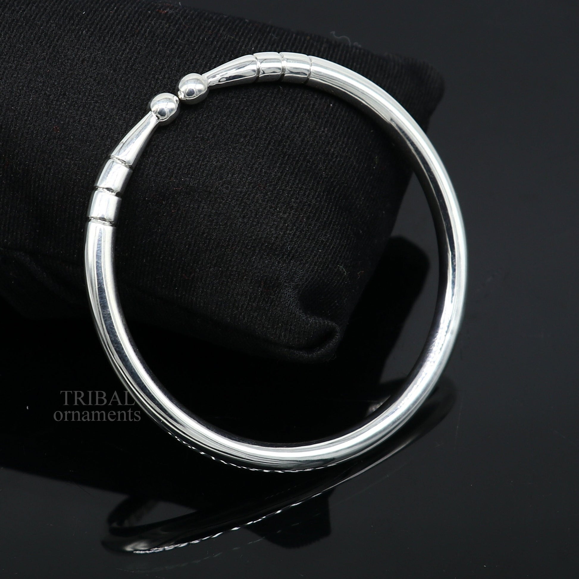 5mm 925 Solid sterling silver handmade design plain shiny bangle bracelet adjustable kada, best personalized gift for unisex nsk430 - TRIBAL ORNAMENTS