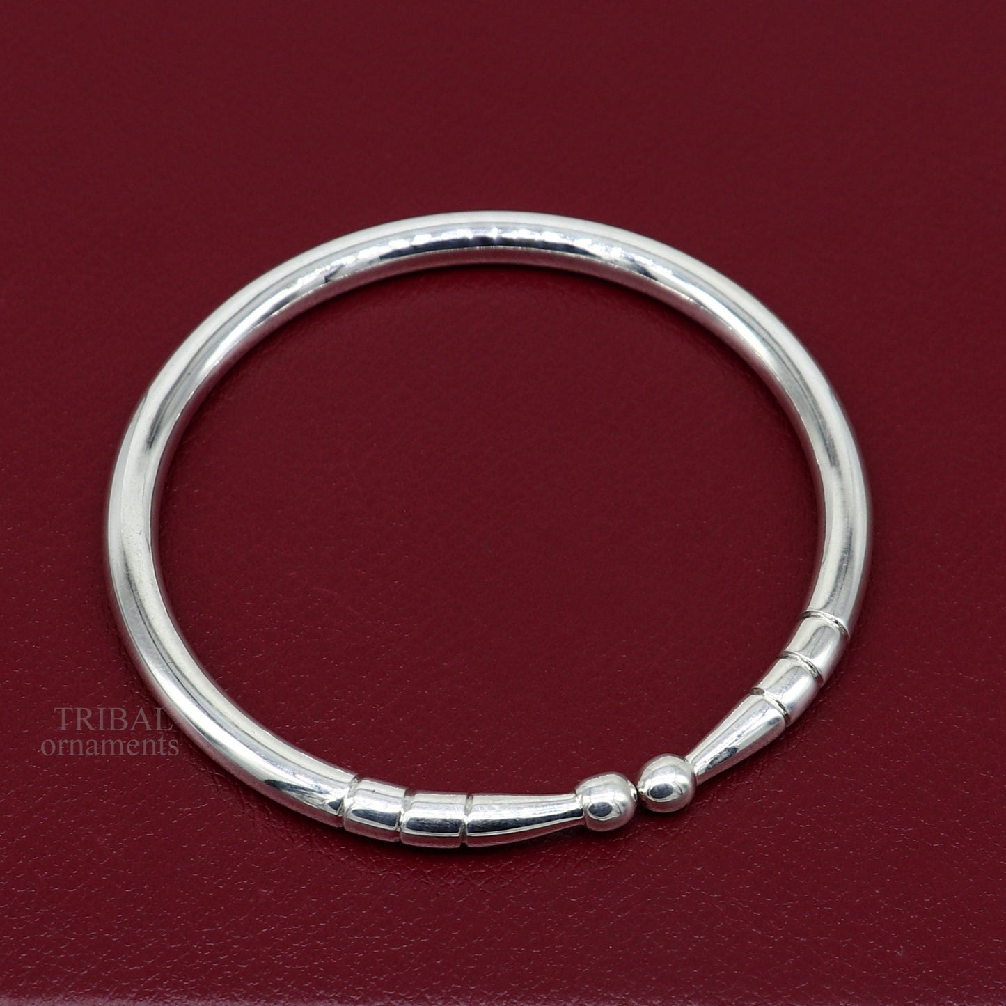 5mm 925 Solid sterling silver handmade design plain shiny bangle bracelet adjustable kada, best personalized gift for unisex nsk430 - TRIBAL ORNAMENTS