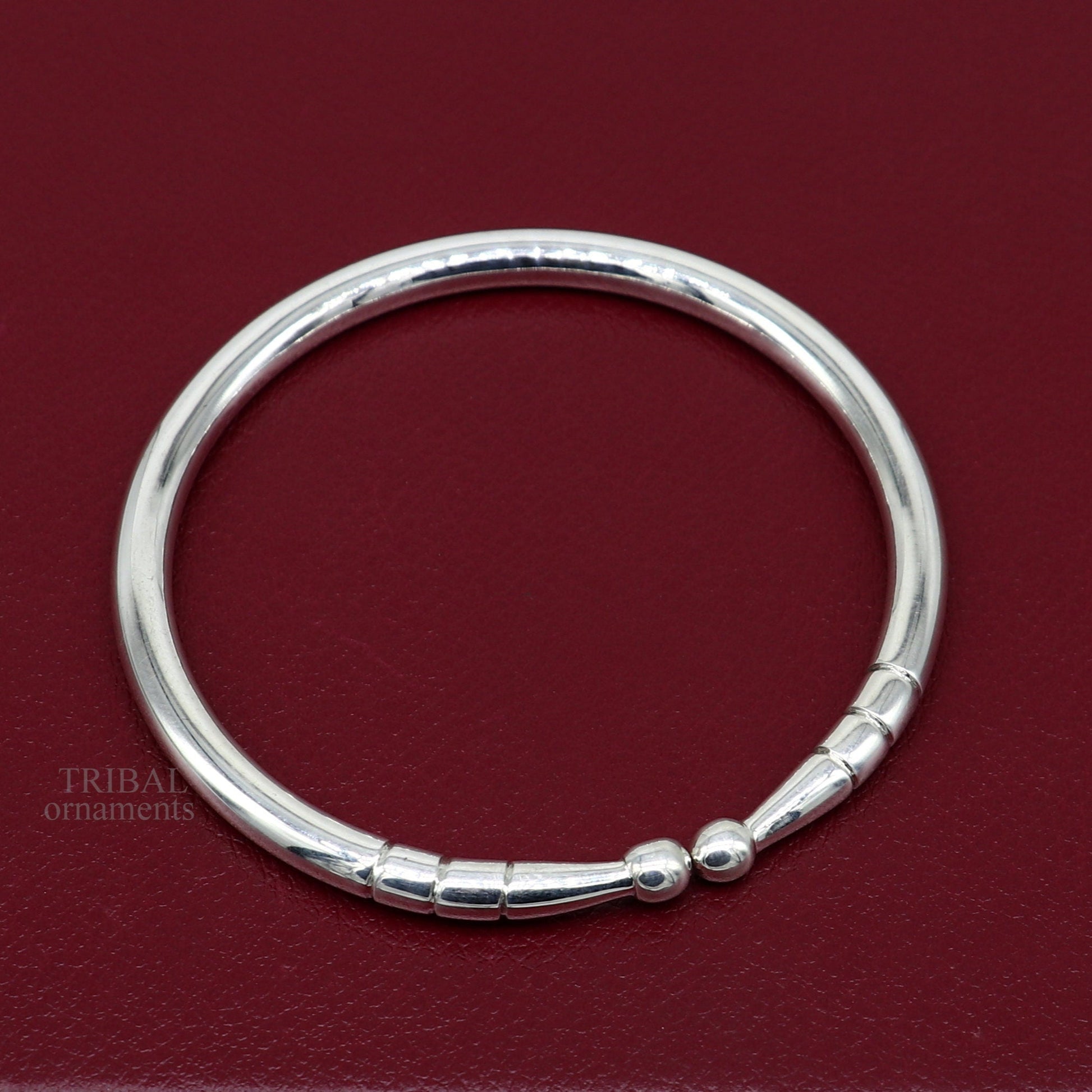 5mm 925 Solid sterling silver handmade design plain shiny bangle bracelet adjustable kada, best personalized gift for unisex nsk430 - TRIBAL ORNAMENTS