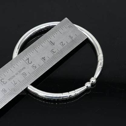 5mm 925 Solid sterling silver handmade design plain shiny bangle bracelet adjustable kada, best personalized gift for unisex nsk430 - TRIBAL ORNAMENTS