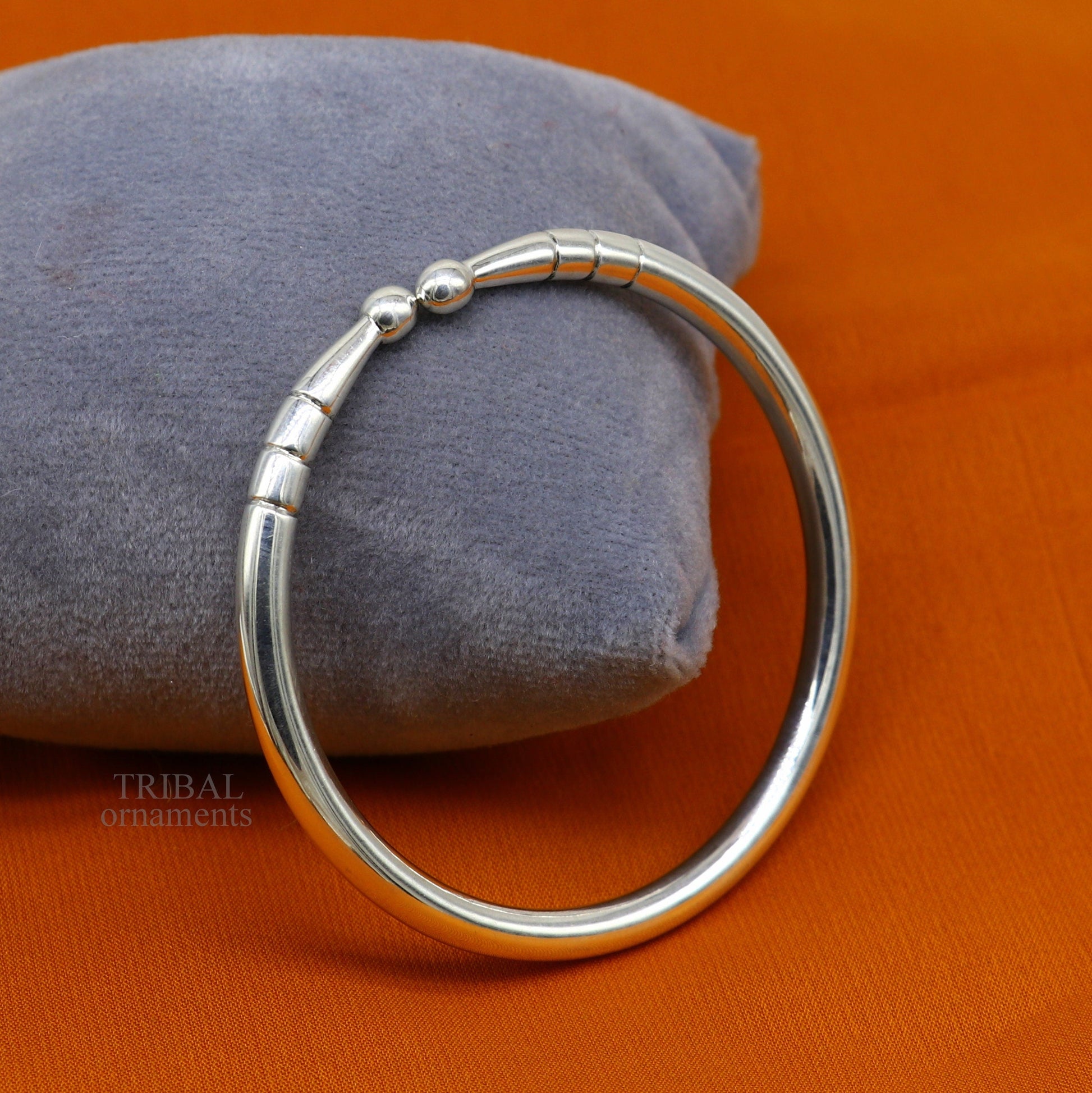 5mm 925 Solid sterling silver handmade design plain shiny bangle bracelet adjustable kada, best personalized gift for unisex nsk430 - TRIBAL ORNAMENTS