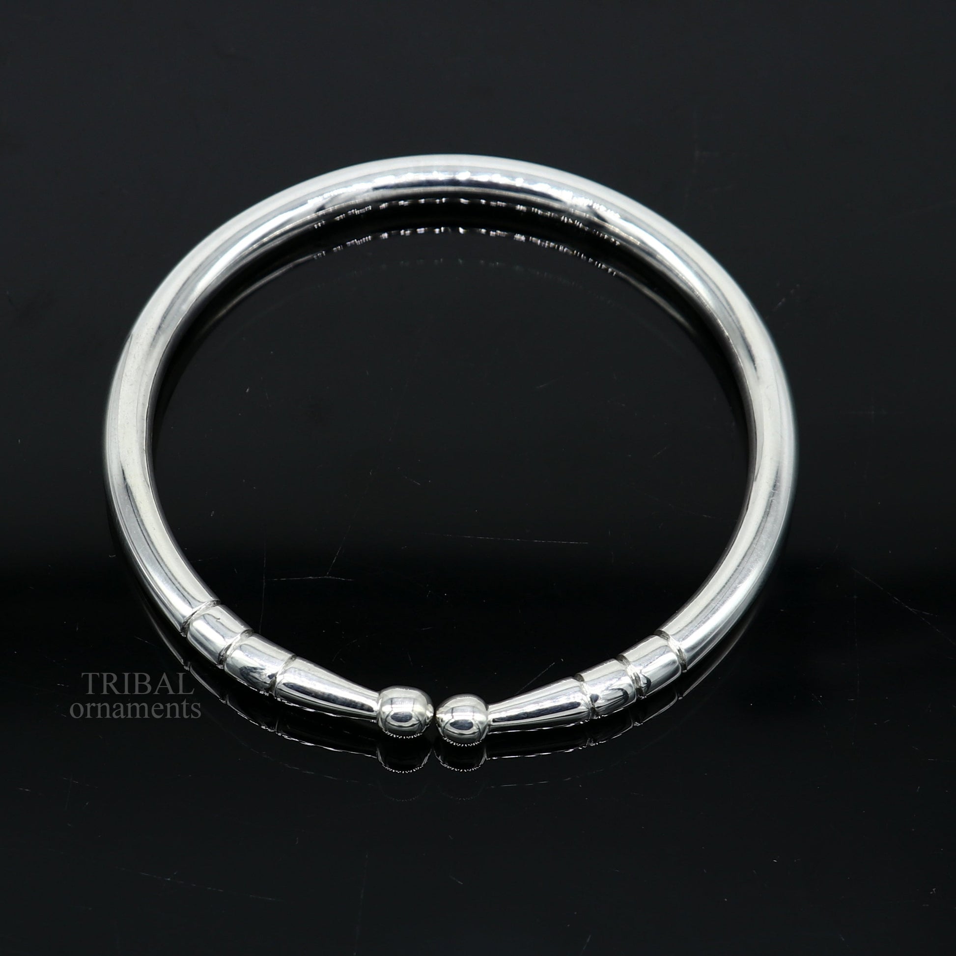 5mm 925 Solid sterling silver handmade design plain shiny bangle bracelet adjustable kada, best personalized gift for unisex nsk430 - TRIBAL ORNAMENTS