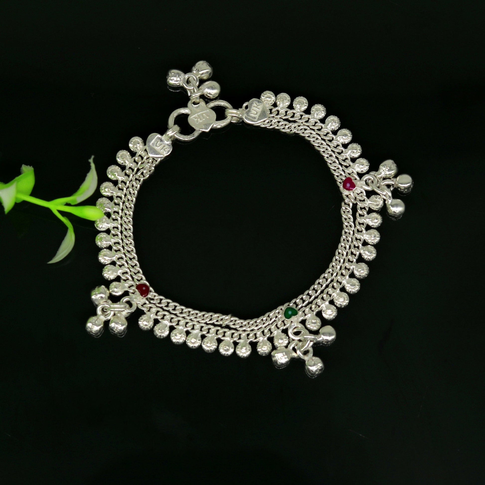 6.2" inch handmade solid sterling silver baby kids ankle bracelet unisex new born baby anklet foot bracelet customized charm bracelet ank227 - TRIBAL ORNAMENTS