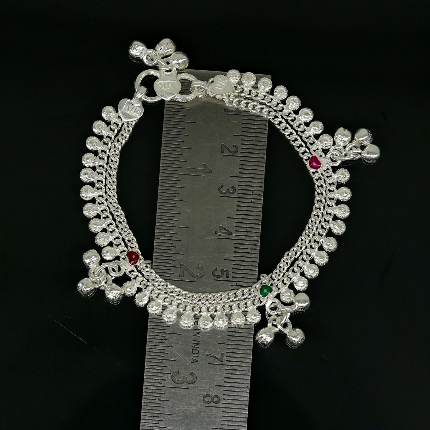 6.2" inch handmade solid sterling silver baby kids ankle bracelet unisex new born baby anklet foot bracelet customized charm bracelet ank227 - TRIBAL ORNAMENTS