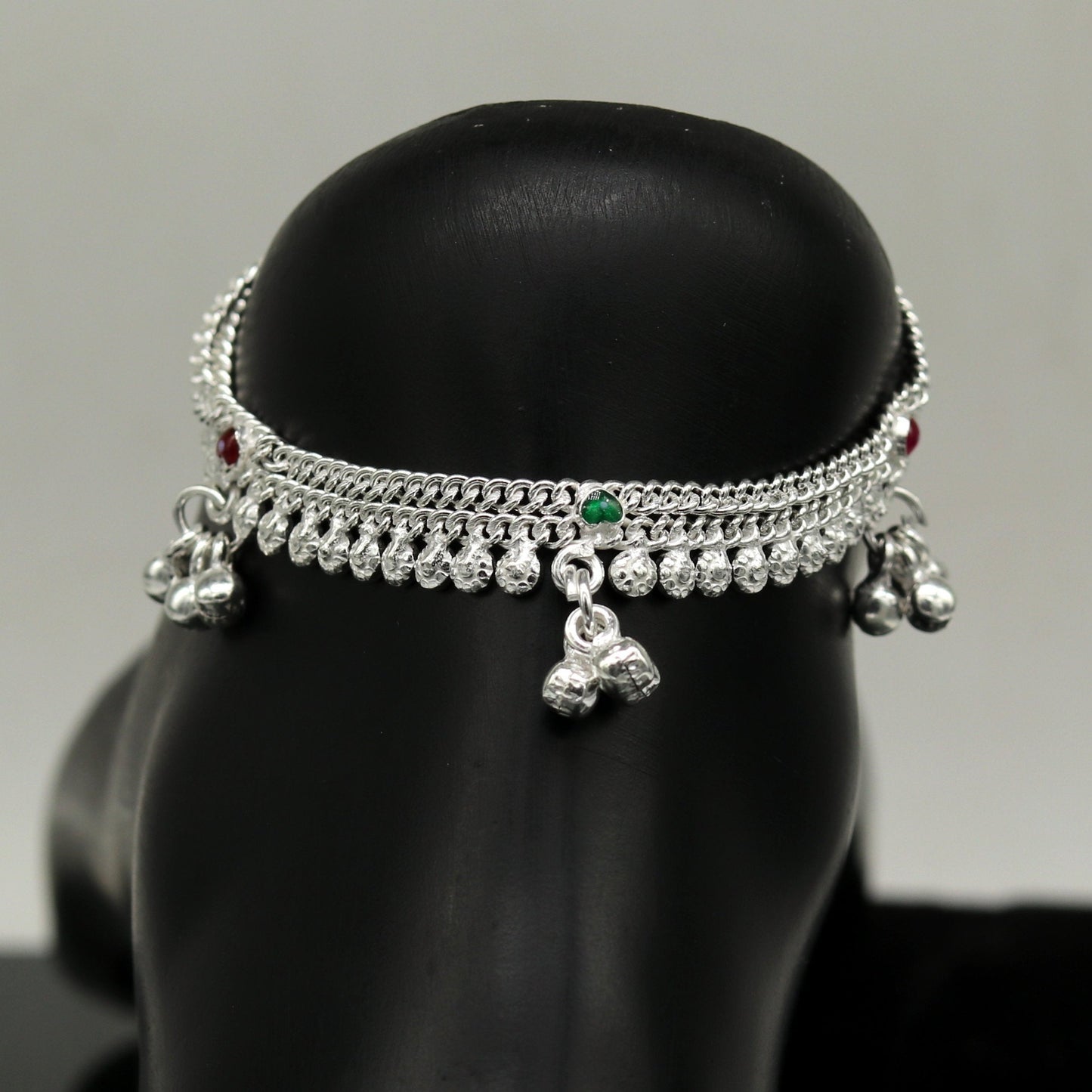 6.2" inch handmade solid sterling silver baby kids ankle bracelet unisex new born baby anklet foot bracelet customized charm bracelet ank227 - TRIBAL ORNAMENTS