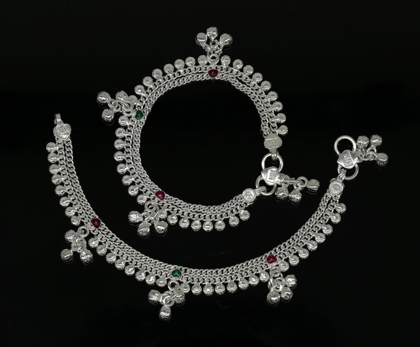 6.2" inches long handmade solid sterling silver awesome baby kids ankle bracelet customized charm bracelet unisex baby jewelry ank234 - TRIBAL ORNAMENTS