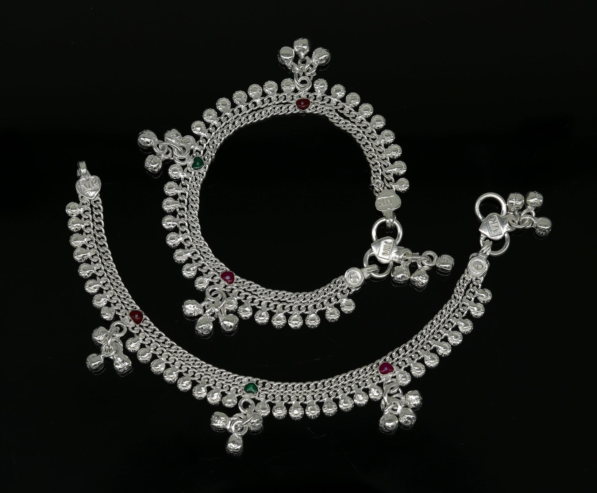 6.2" inches long handmade solid sterling silver awesome baby kids ankle bracelet customized charm bracelet unisex baby jewelry ank234 - TRIBAL ORNAMENTS