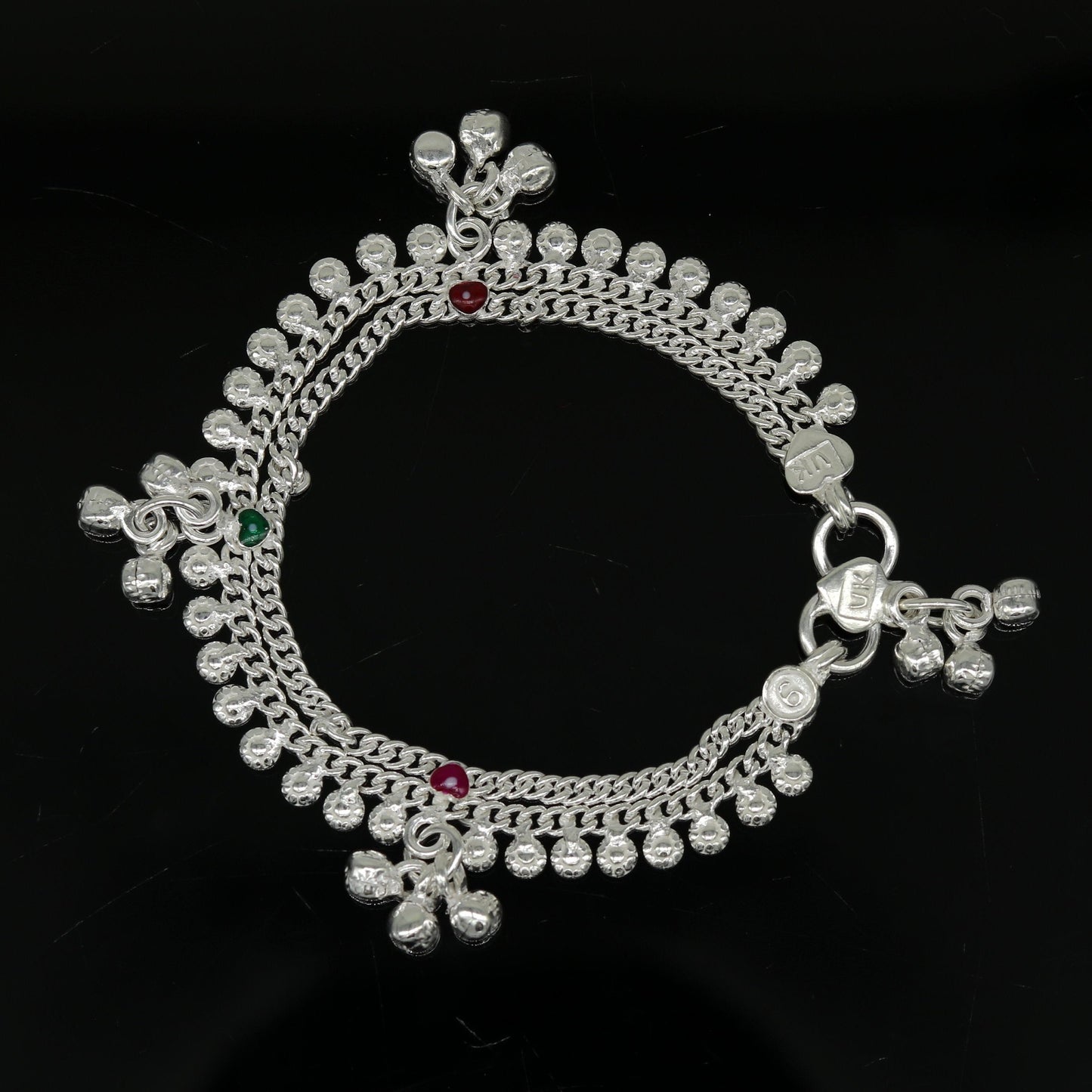 6.2" inches long handmade solid sterling silver awesome baby kids ankle bracelet customized charm bracelet unisex baby jewelry ank234 - TRIBAL ORNAMENTS