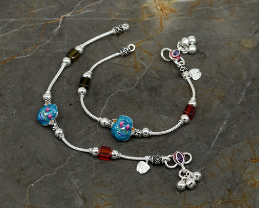 6.5" handmade amazing motu patalu customized design baby ankle bracelet, excellent personalized baby gifting kids anklets jewelry nank203 - TRIBAL ORNAMENTS