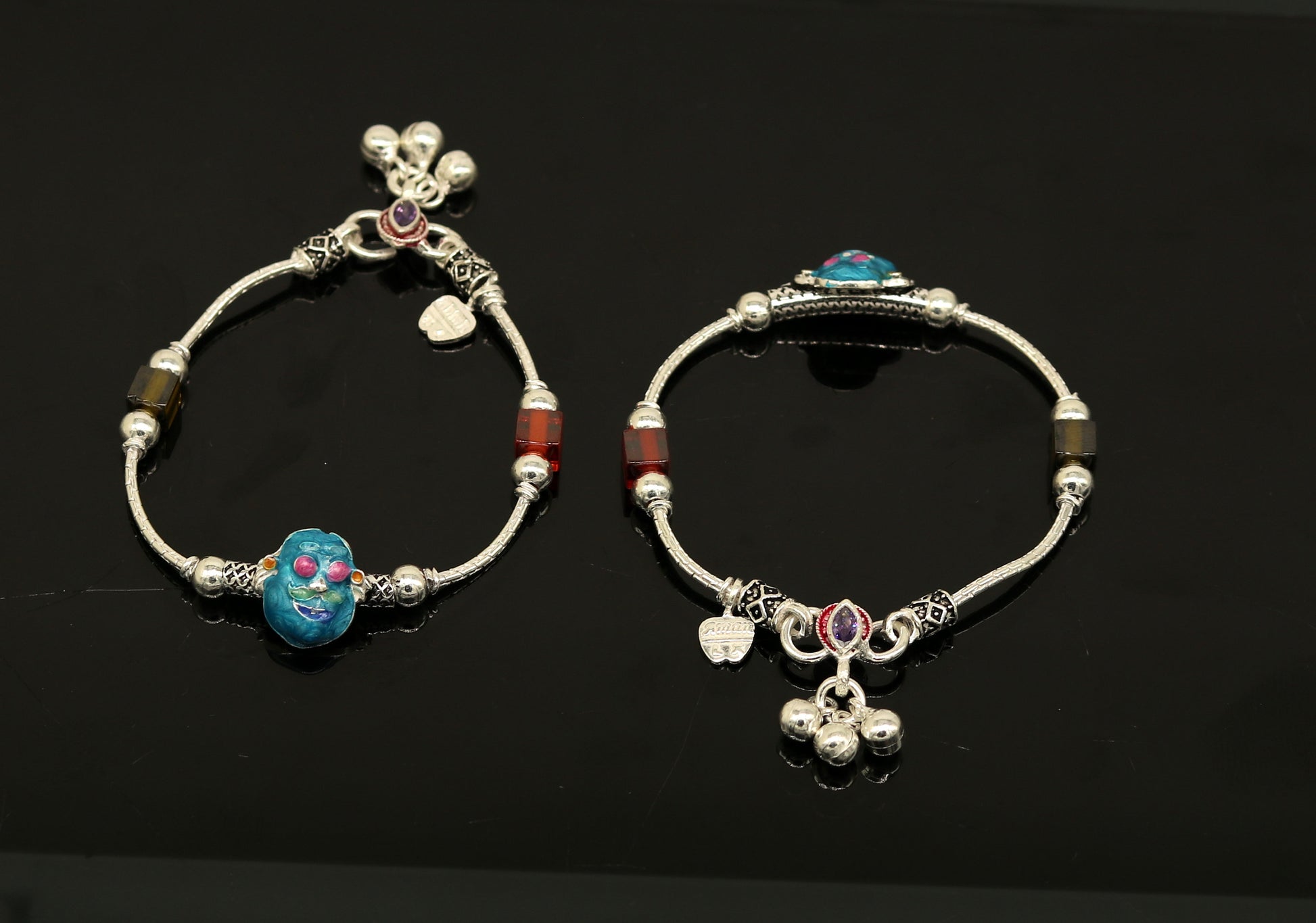 6.5" handmade amazing motu patalu customized design baby ankle bracelet, excellent personalized baby gifting kids anklets jewelry nank203 - TRIBAL ORNAMENTS