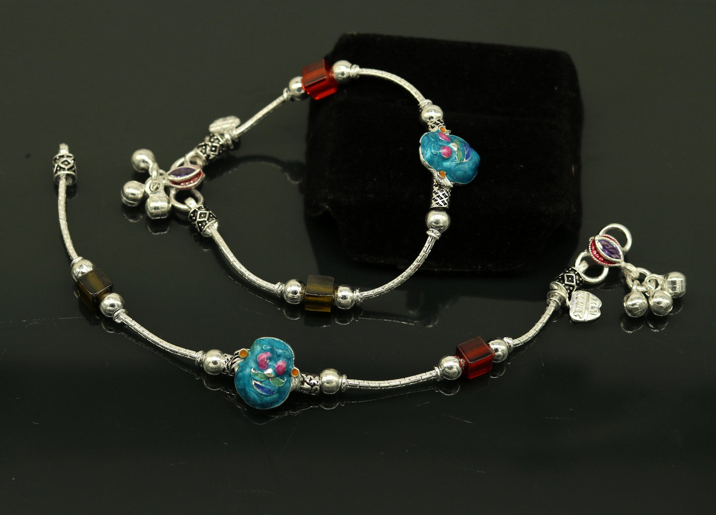 6.5" handmade amazing motu patalu customized design baby ankle bracelet, excellent personalized baby gifting kids anklets jewelry nank203 - TRIBAL ORNAMENTS