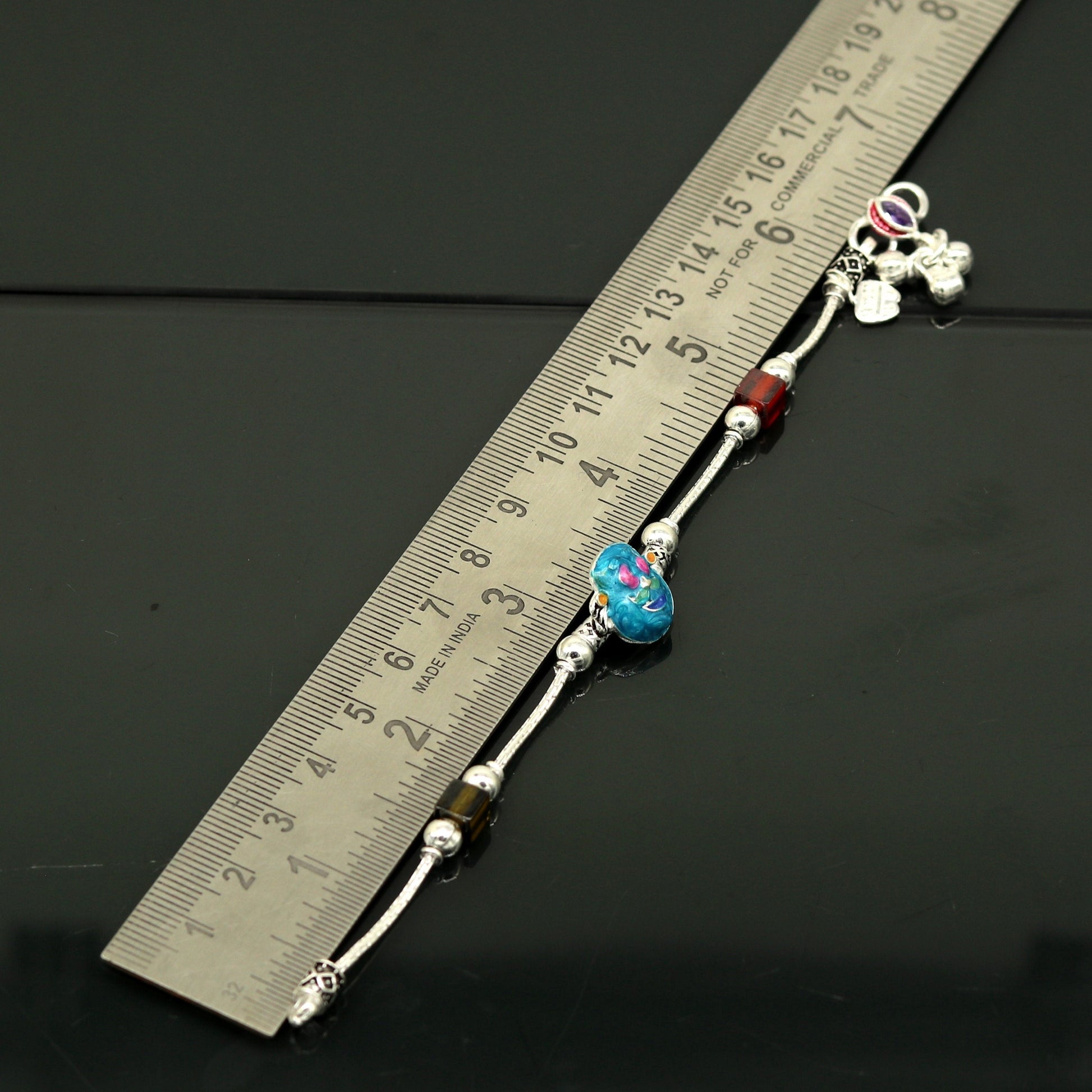 6.5" handmade amazing motu patalu customized design baby ankle bracelet, excellent personalized baby gifting kids anklets jewelry nank203 - TRIBAL ORNAMENTS