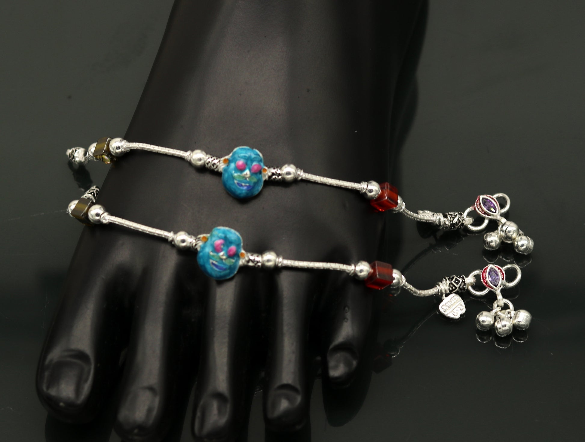 6.5" handmade amazing motu patalu customized design baby ankle bracelet, excellent personalized baby gifting kids anklets jewelry nank203 - TRIBAL ORNAMENTS