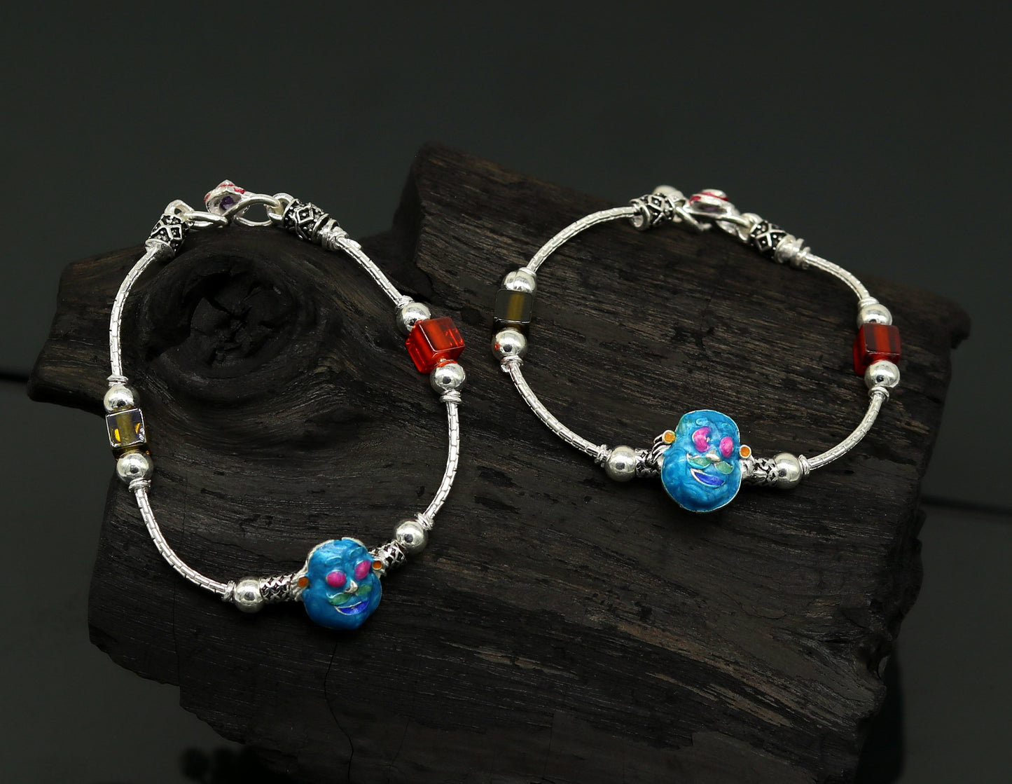 6.5" handmade amazing motu patalu customized design baby ankle bracelet, excellent personalized baby gifting kids anklets jewelry nank203 - TRIBAL ORNAMENTS