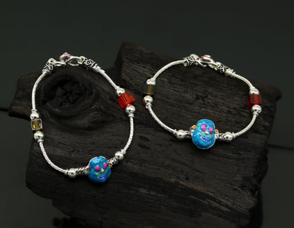 6.5" handmade amazing motu patalu customized design baby ankle bracelet, excellent personalized baby gifting kids anklets jewelry nank203 - TRIBAL ORNAMENTS