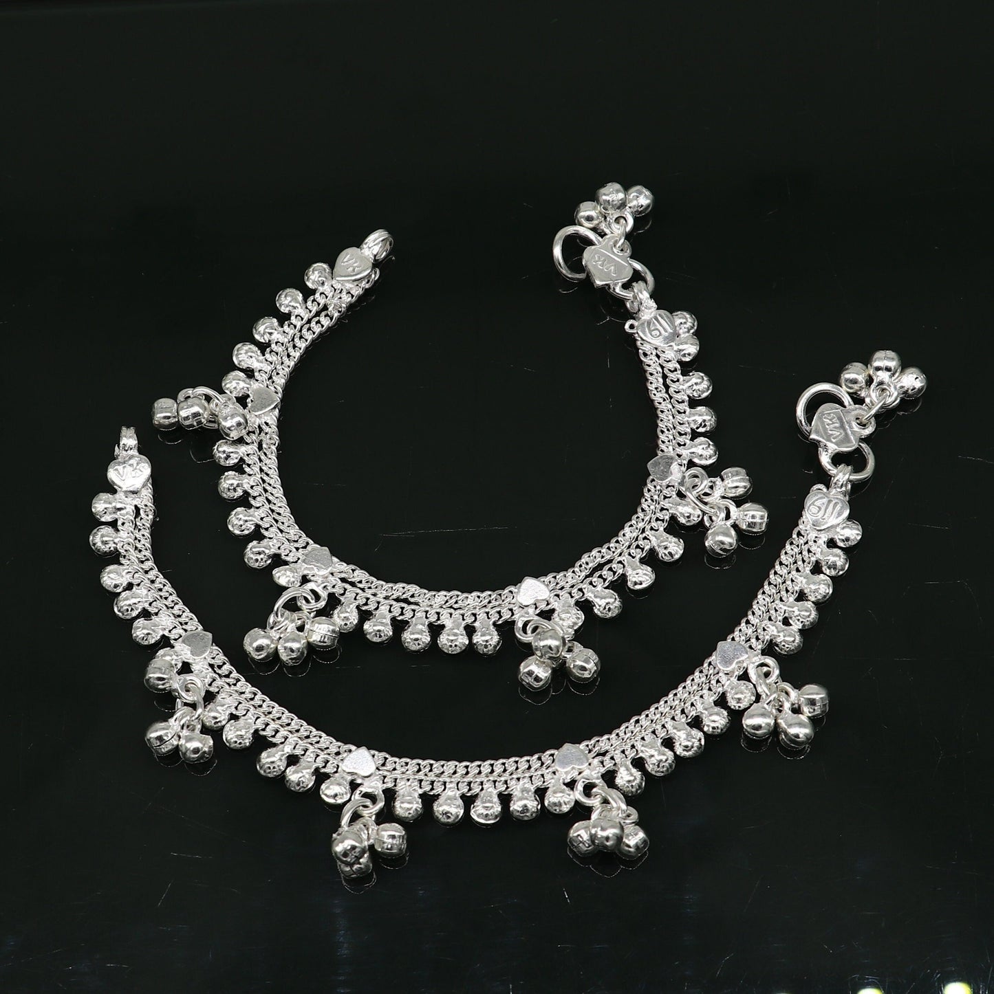 6.5" inch handmade solid sterling silver baby kids ankle bracelet unisex baby anklet foot bracelet customized charm kids bracelet ank420 - TRIBAL ORNAMENTS