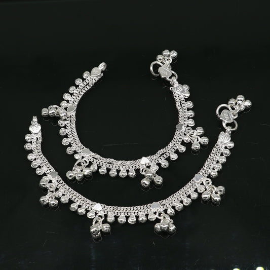 6.5" inch handmade solid sterling silver baby kids ankle bracelet unisex baby anklet foot bracelet customized charm kids bracelet ank420 - TRIBAL ORNAMENTS