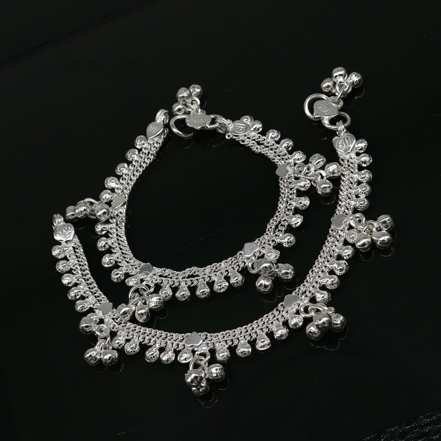 6.5" inch handmade solid sterling silver baby kids ankle bracelet unisex baby anklet foot bracelet customized charm kids bracelet ank420 - TRIBAL ORNAMENTS