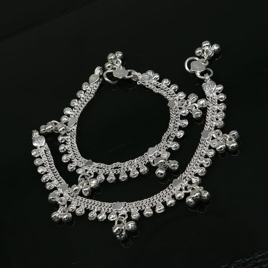 6.5" inch handmade solid sterling silver baby kids ankle bracelet unisex baby anklet foot bracelet customized charm kids bracelet ank420 - TRIBAL ORNAMENTS