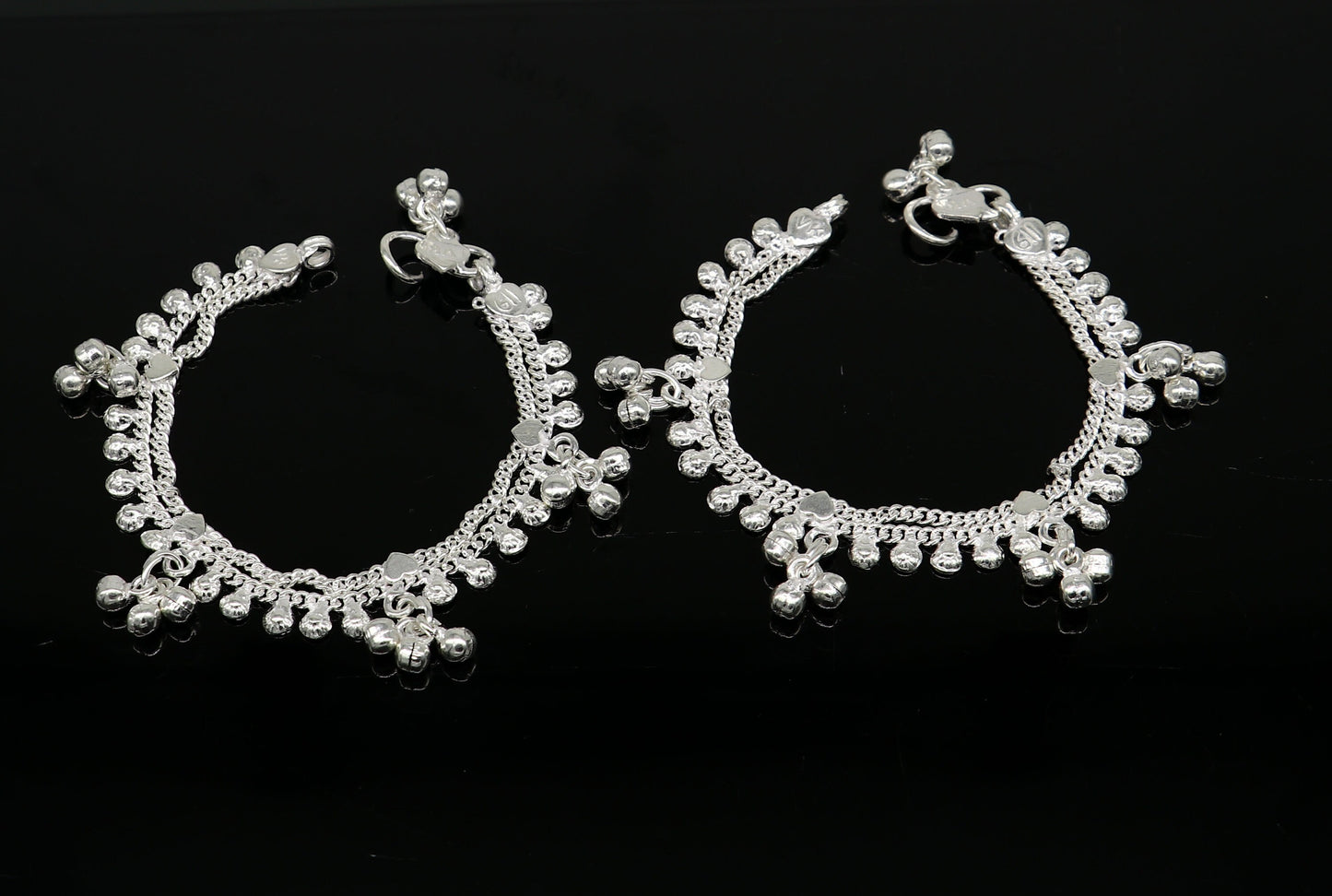 6.5" inch handmade solid sterling silver baby kids ankle bracelet unisex baby anklet foot bracelet customized charm kids bracelet ank420 - TRIBAL ORNAMENTS