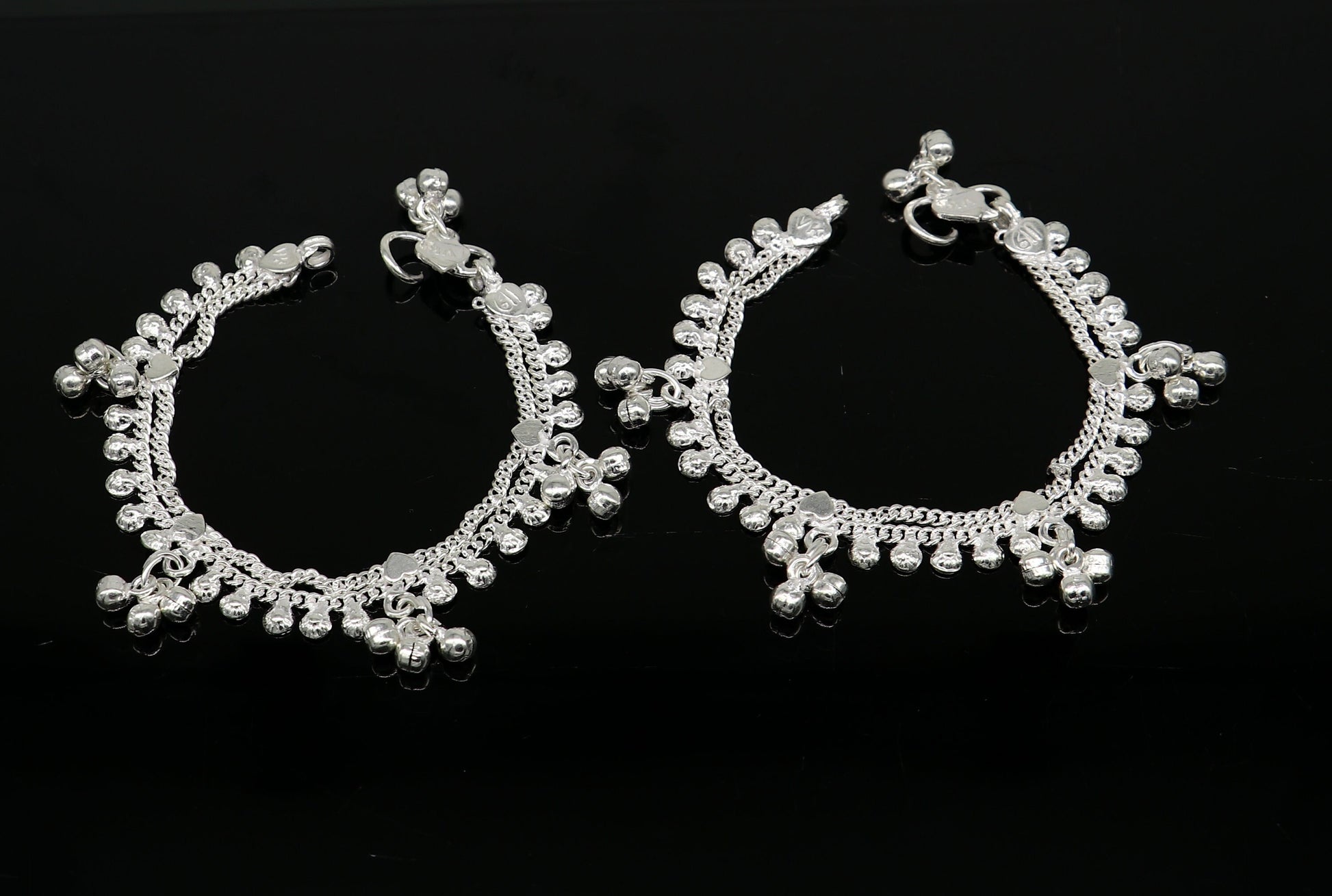 6.5" inch handmade solid sterling silver baby kids ankle bracelet unisex baby anklet foot bracelet customized charm kids bracelet ank420 - TRIBAL ORNAMENTS