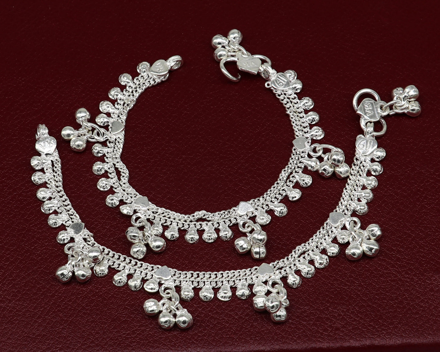 6.5" inch handmade solid sterling silver baby kids ankle bracelet unisex baby anklet foot bracelet customized charm kids bracelet ank420 - TRIBAL ORNAMENTS