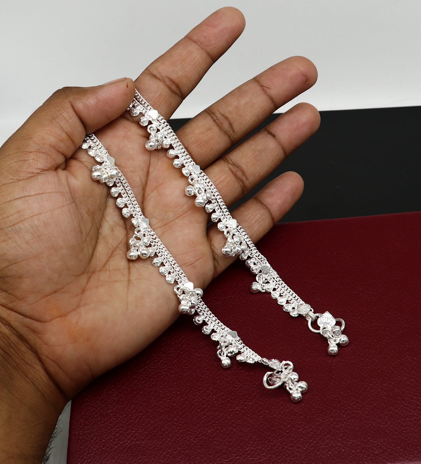 6.5" inch handmade solid sterling silver baby kids ankle bracelet unisex baby anklet foot bracelet customized charm kids bracelet ank420 - TRIBAL ORNAMENTS