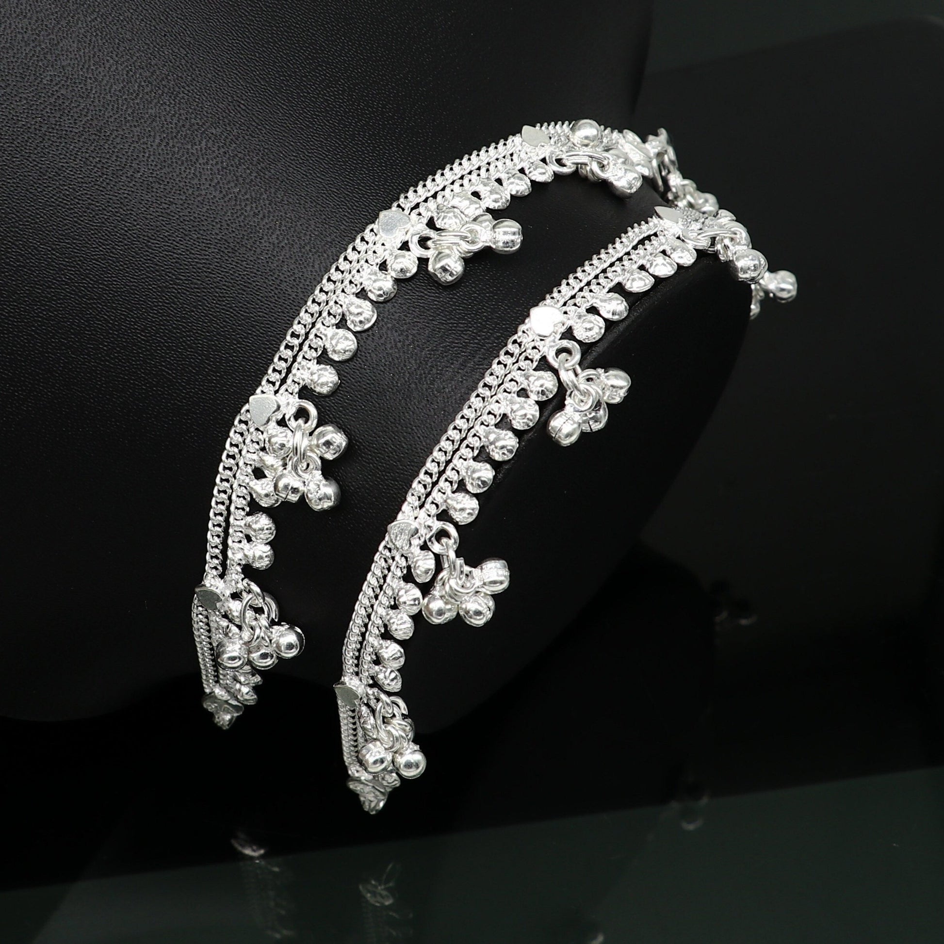 6.5" inch handmade solid sterling silver baby kids ankle bracelet unisex baby anklet foot bracelet customized charm kids bracelet ank420 - TRIBAL ORNAMENTS