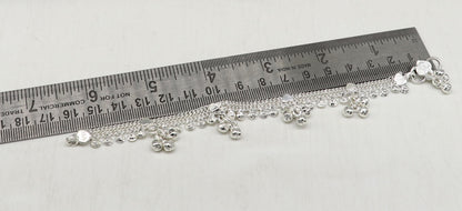 6.5-inch handmade sterling silver baby ankle bracelet with a customized charm, unisex kid's foot bracelet by TRIBAL ORNAMENTS.