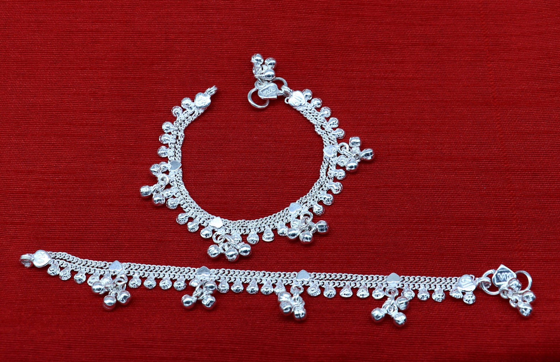 6.5" inch handmade solid sterling silver baby kids ankle bracelet unisex baby anklet foot bracelet customized charm kids bracelet ank420 - TRIBAL ORNAMENTS