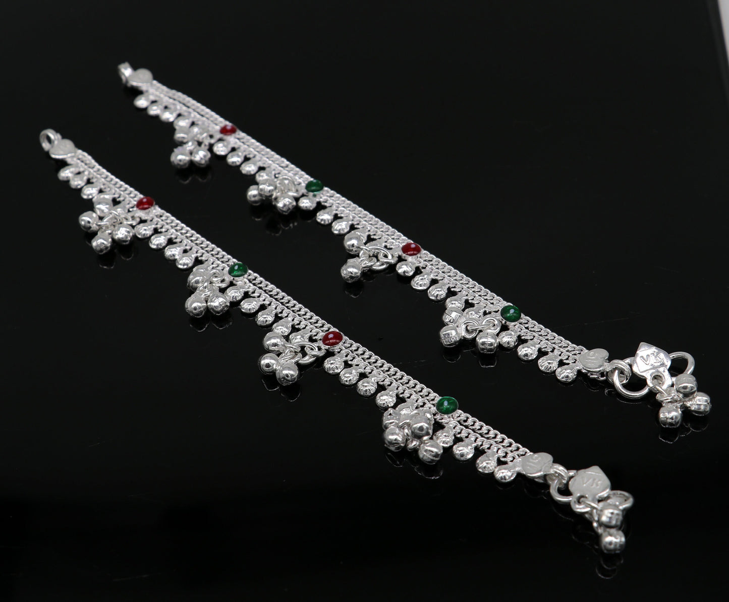 6.5" inches handmade solid sterling silver baby kids ankle bracelet unisex baby anklet foot bracelet customized charm noisy bracelet ank416 - TRIBAL ORNAMENTS