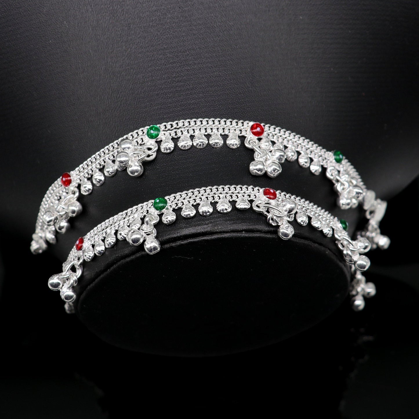 6.5" inches handmade solid sterling silver baby kids ankle bracelet unisex baby anklet foot bracelet customized charm noisy bracelet ank416 - TRIBAL ORNAMENTS