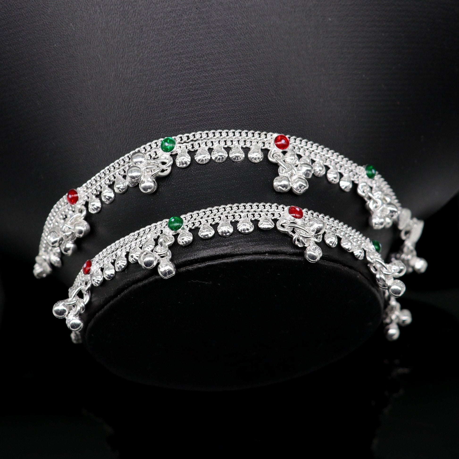 6.5" inches handmade solid sterling silver baby kids ankle bracelet unisex baby anklet foot bracelet customized charm noisy bracelet ank416 - TRIBAL ORNAMENTS