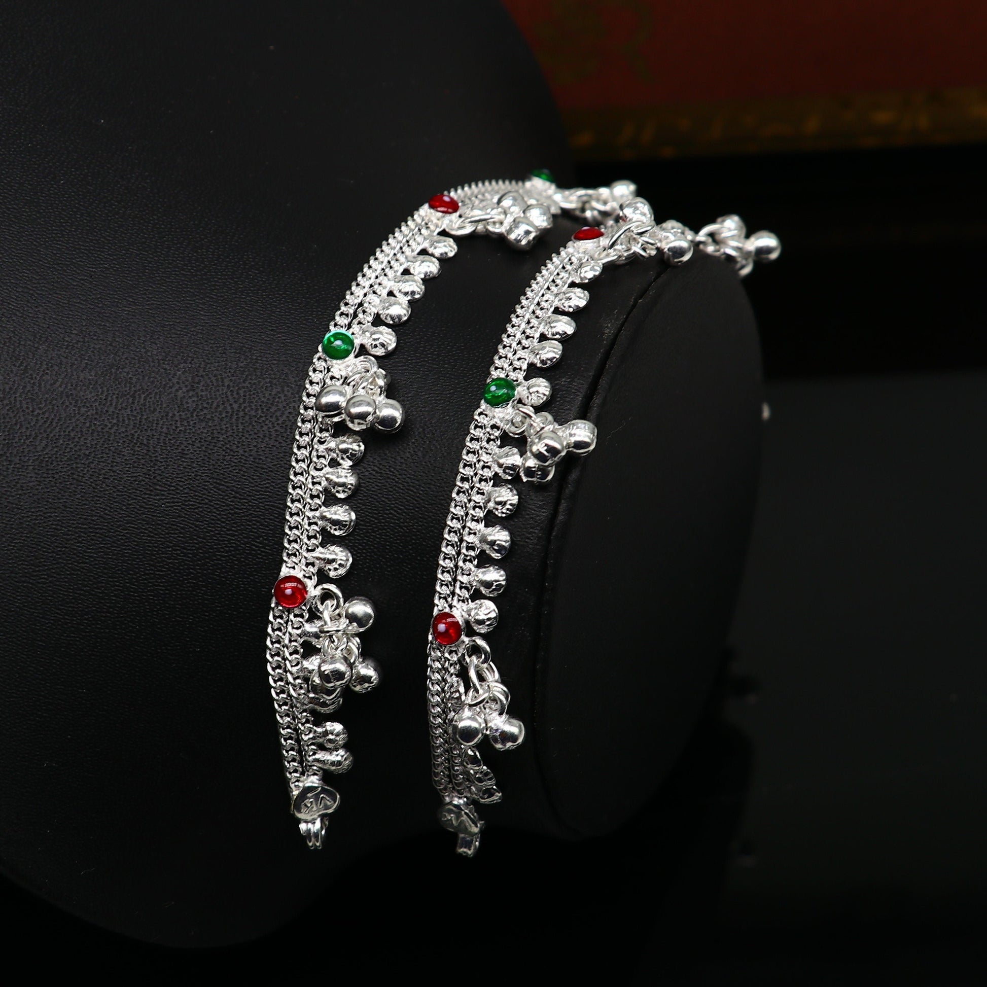 6.5" inches handmade solid sterling silver baby kids ankle bracelet unisex baby anklet foot bracelet customized charm noisy bracelet ank416 - TRIBAL ORNAMENTS