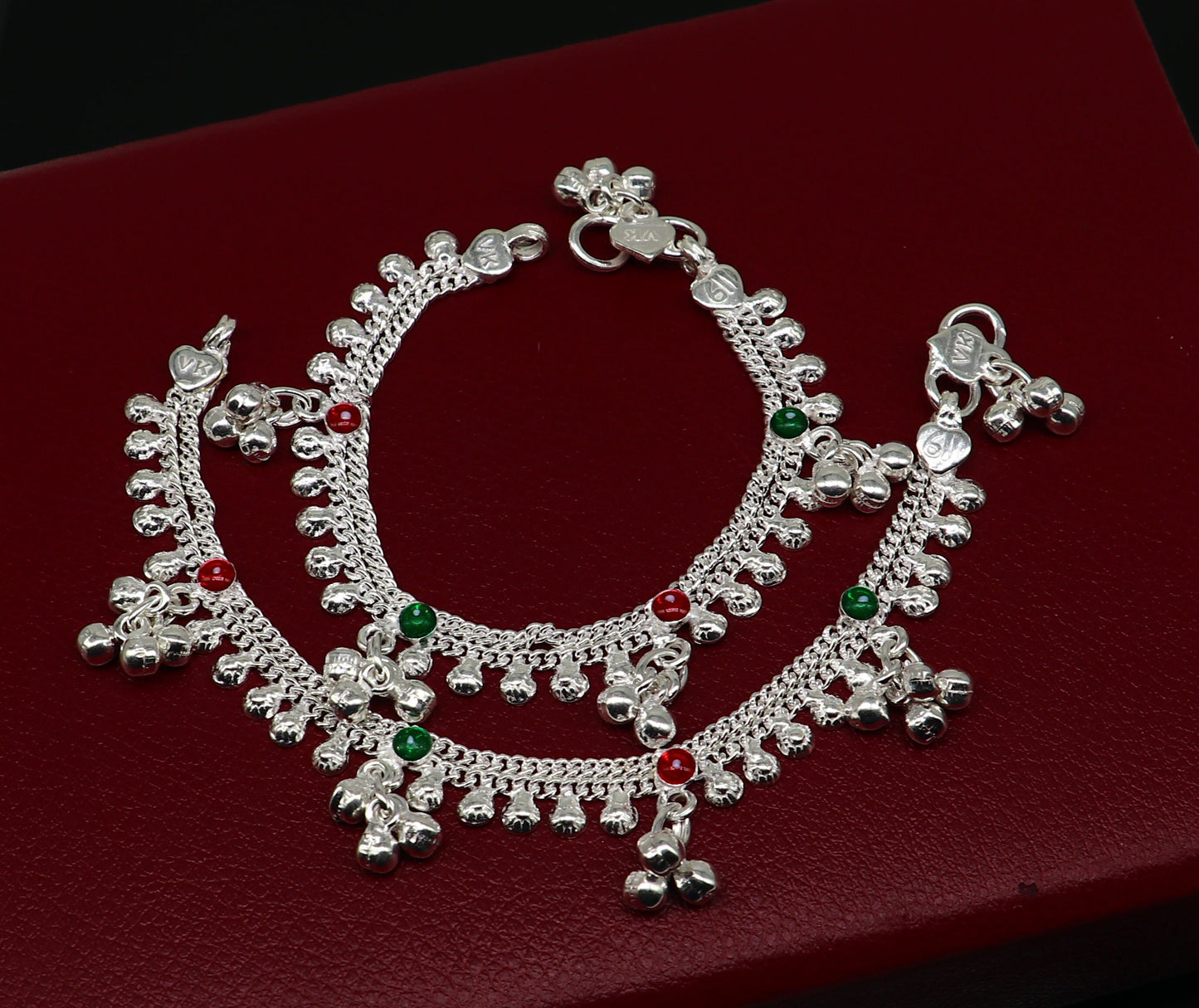 6.5" inches handmade solid sterling silver baby kids ankle bracelet unisex baby anklet foot bracelet customized charm noisy bracelet ank416 - TRIBAL ORNAMENTS