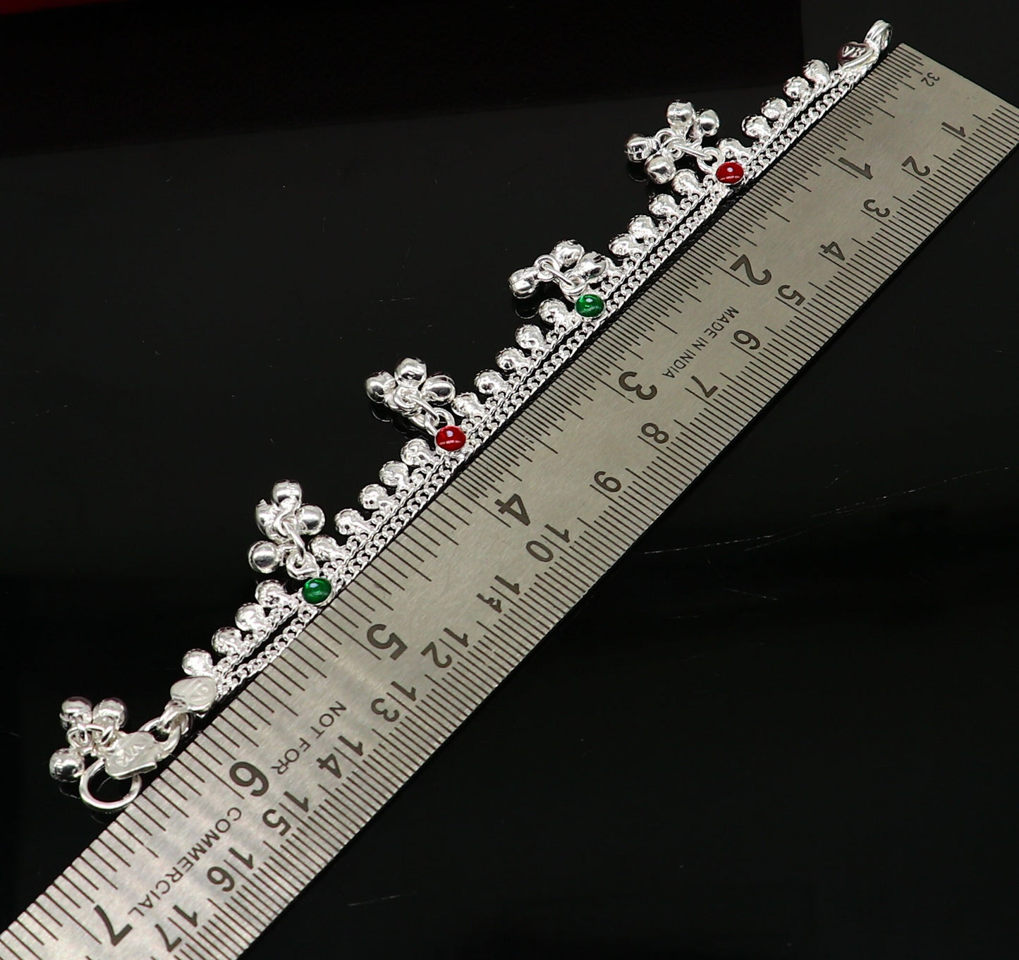 6.5" inches handmade solid sterling silver baby kids ankle bracelet unisex baby anklet foot bracelet customized charm noisy bracelet ank416 - TRIBAL ORNAMENTS