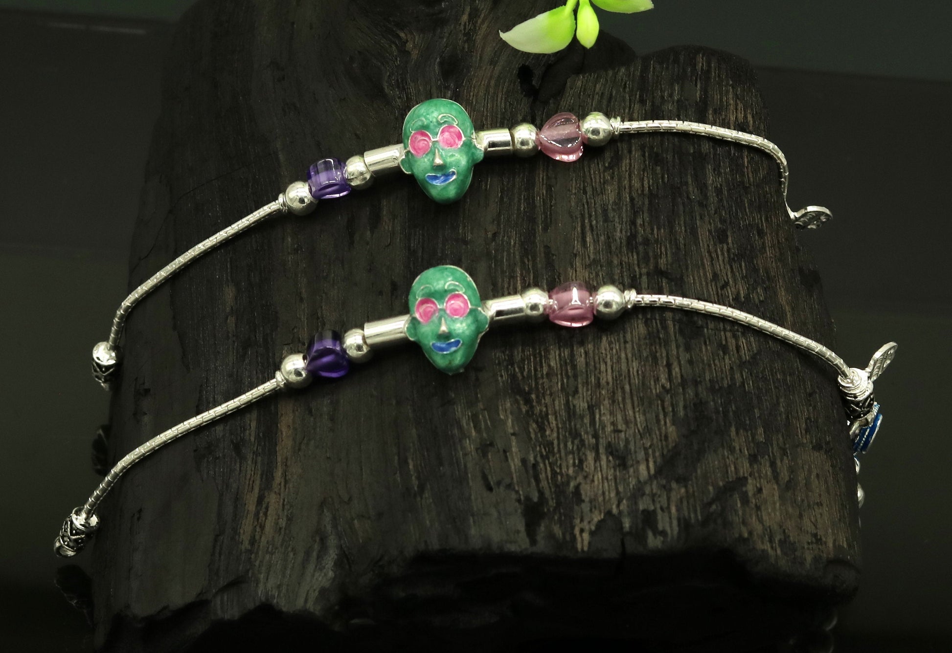 6.5" inches long Handmade solid silver gorgeous baby ankle bracelet, excellent unisex kids hip-hop style customized  anklets nank200 - TRIBAL ORNAMENTS