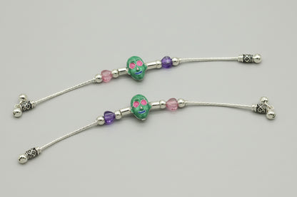 Handmade solid silver baby ankle bracelet, 6.5 inches, unisex hip-hop style, customized tribal ornament anklet for kids