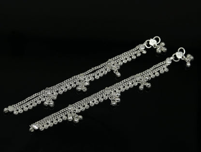 Stylish 6.5-inch TRIBAL ORNAMENTS baby anklet with double chain design, jingling bells, suitable for gifting or everyday wear.